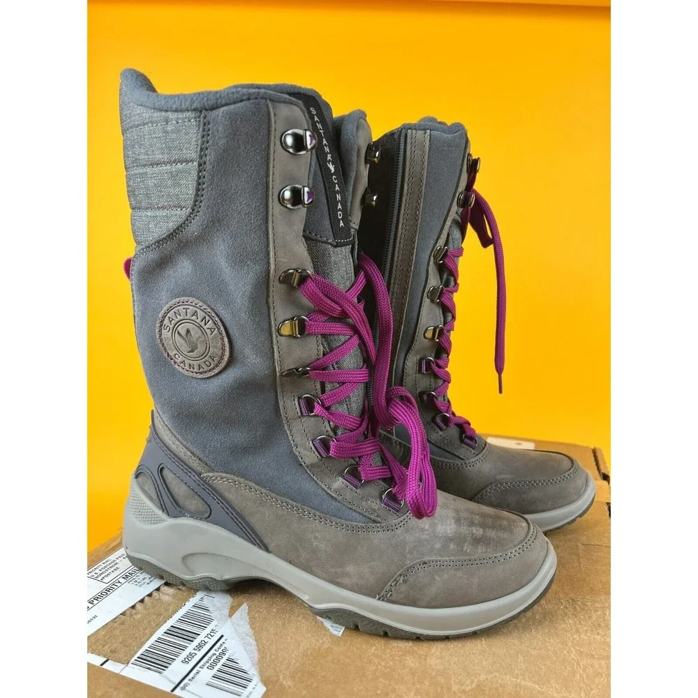 Santana Canada Mohawk Boots Womens 8 M Gray Fleece Line Lace Up Waterproof NWB